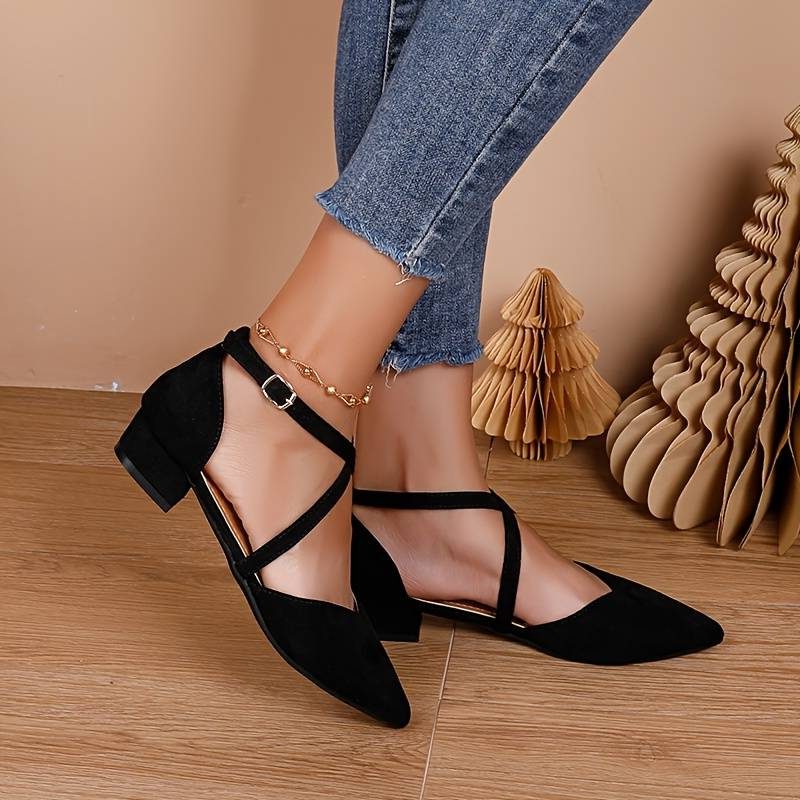 Ballerines à Bout Pointu avec Lanière Croisée pour Femme