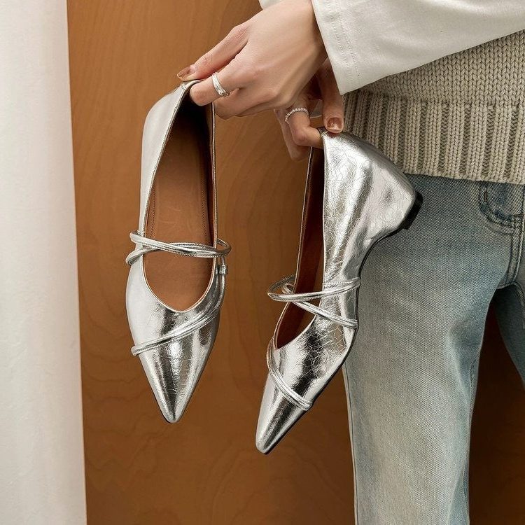 Ballerines Bout Pointu avec Lanières Ajustables pour Femme