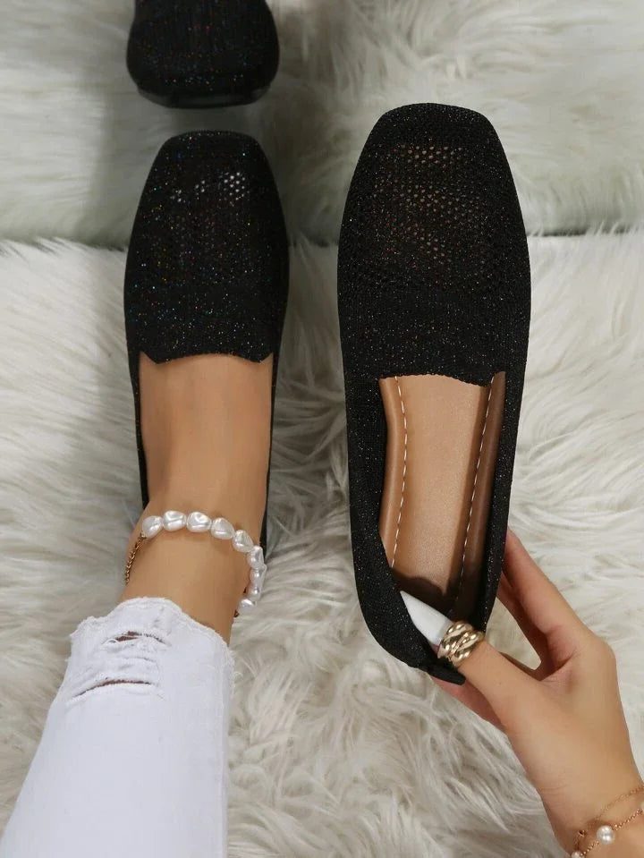 Ballerines Pailletées Plates pour Femme - Noir