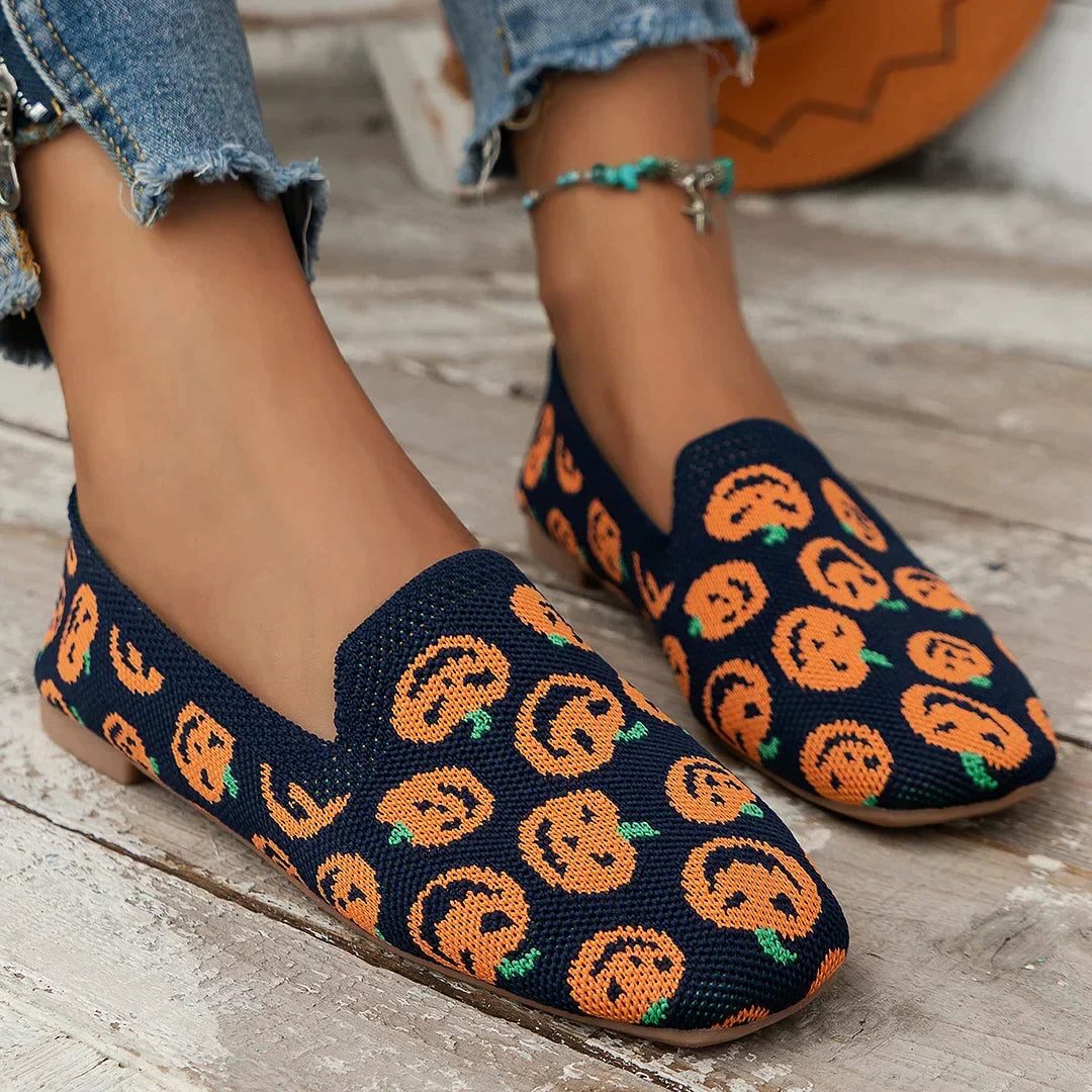 Ballerines Pailletées Plates pour Femme - Tête de citrouille