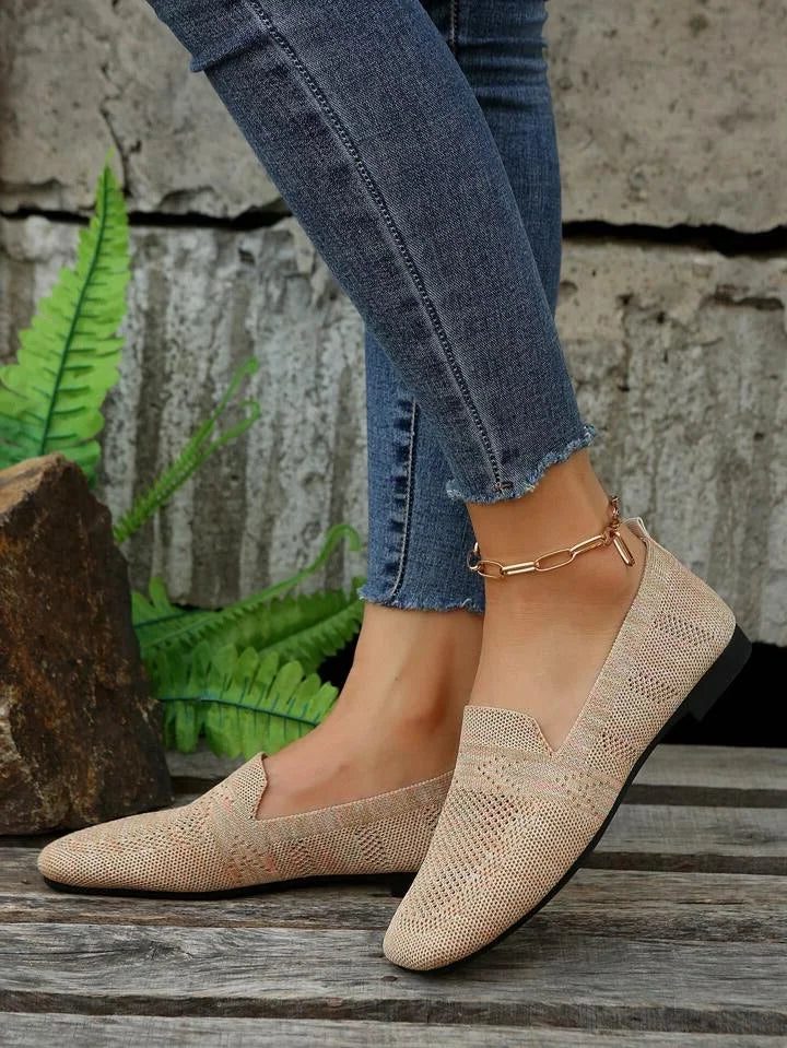 Ballerines Pailletées Plates pour Femme - Beige