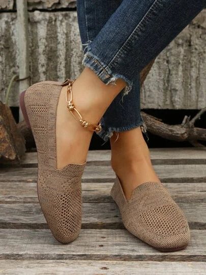 Ballerines Pailletées Plates pour Femme - Kaki