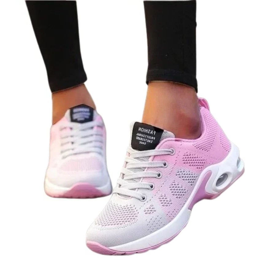 Baskets à Lacets avec Semelle Coussinée pour Femme - Rose