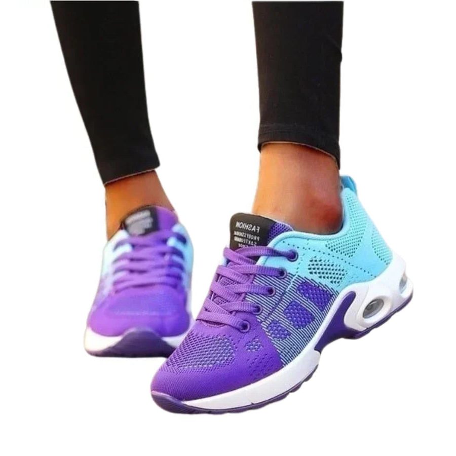 Baskets à Lacets avec Semelle Coussinée pour Femme - Bleu/Violet
