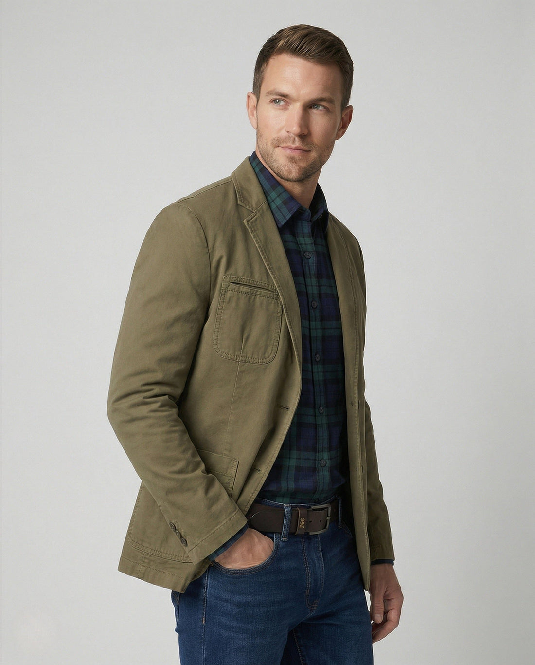 Blazer Coupe Droite en Coton pour Homme