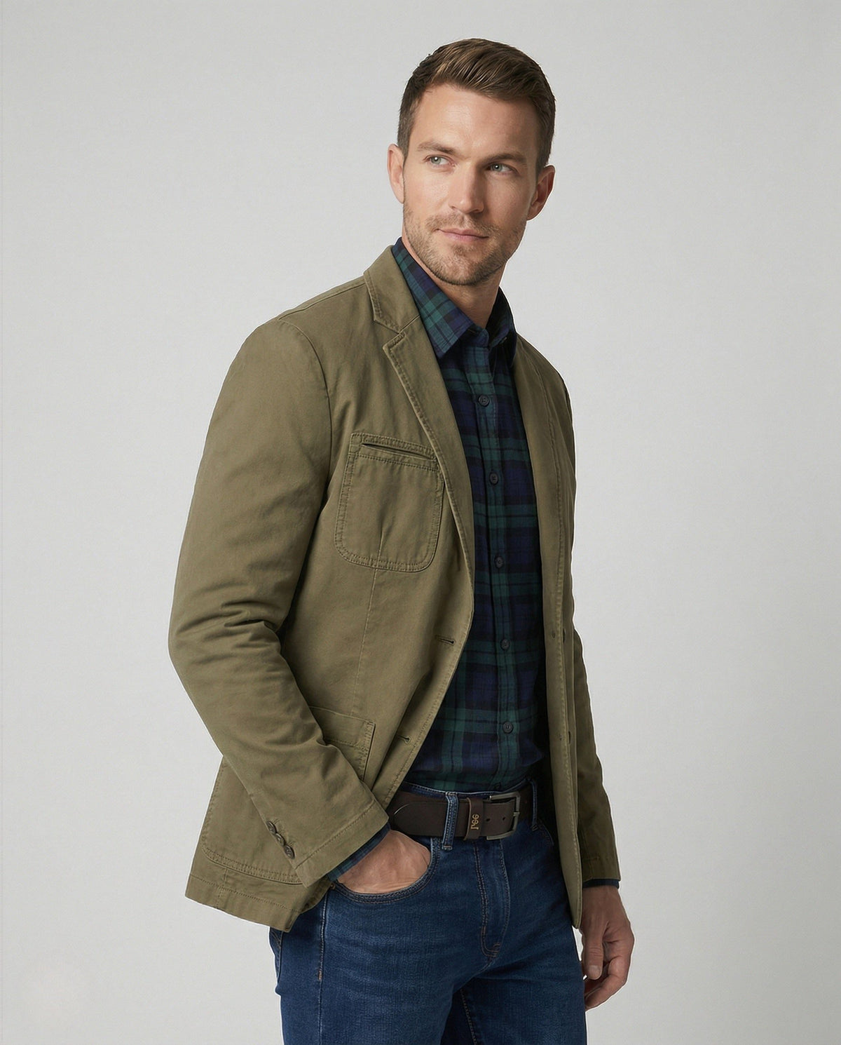 Blazer Coupe Droite en Coton pour Homme