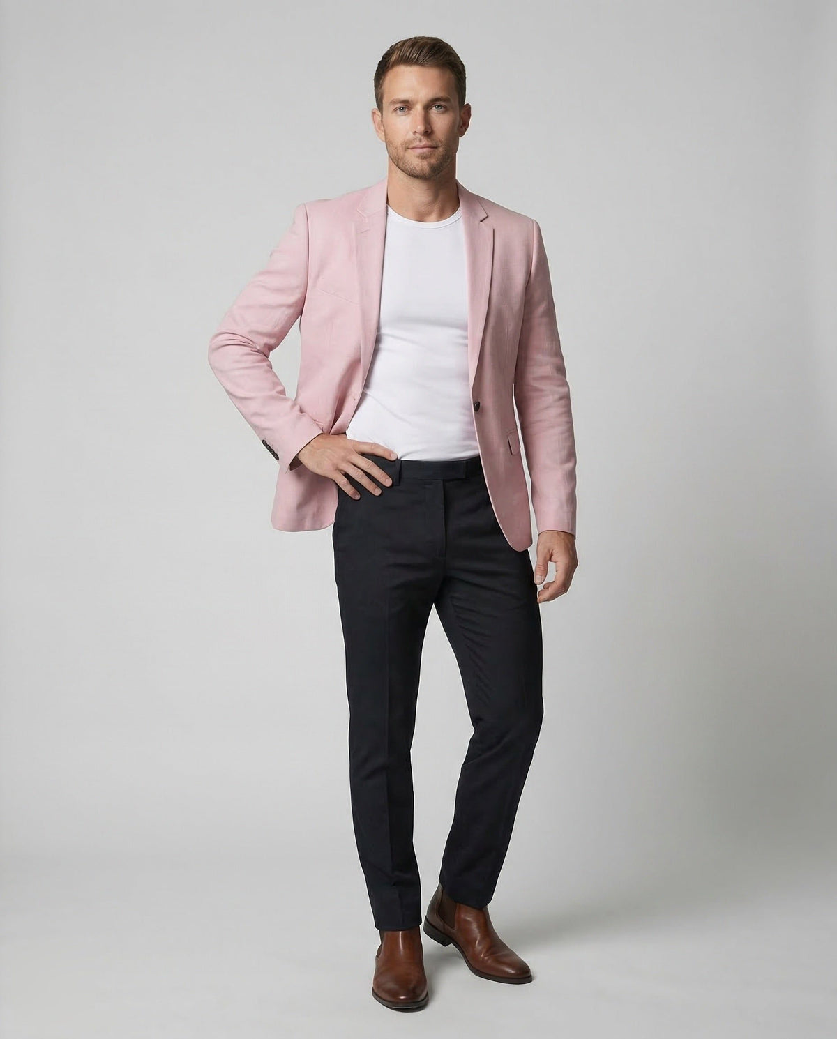 Blazer Coupe Slim en Lin pour Homme