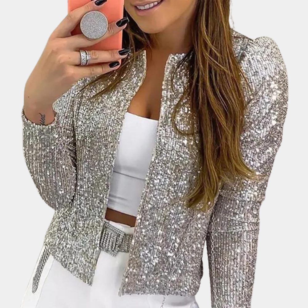 Blazer Droit Pailleté pour Femme - Argent