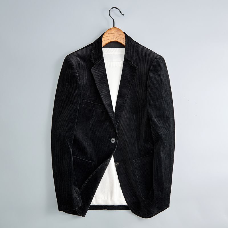 Blazer en Velours Côtelé Revers pour Homme - Noir