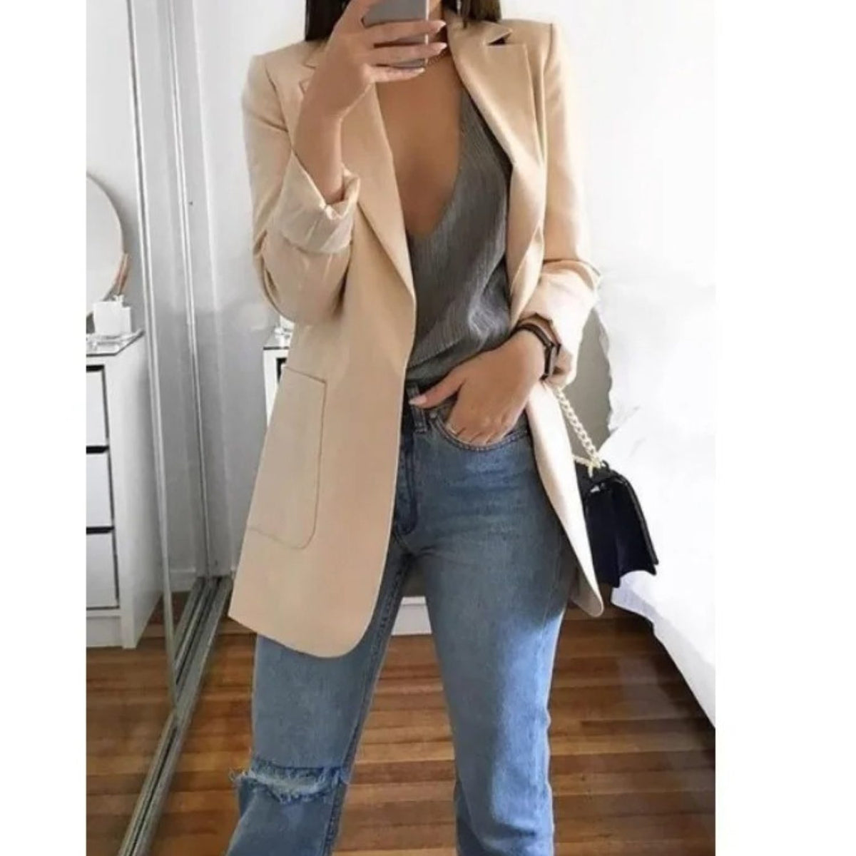 Blazer Long Oversize pour Femme - Marron