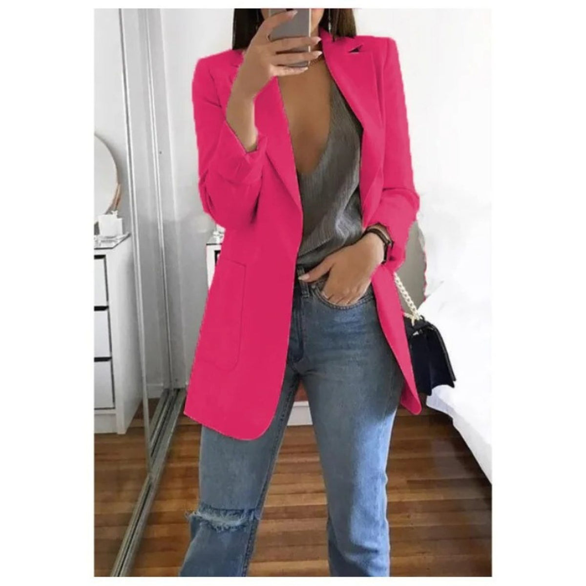 Blazer Long Oversize pour Femme - Rose