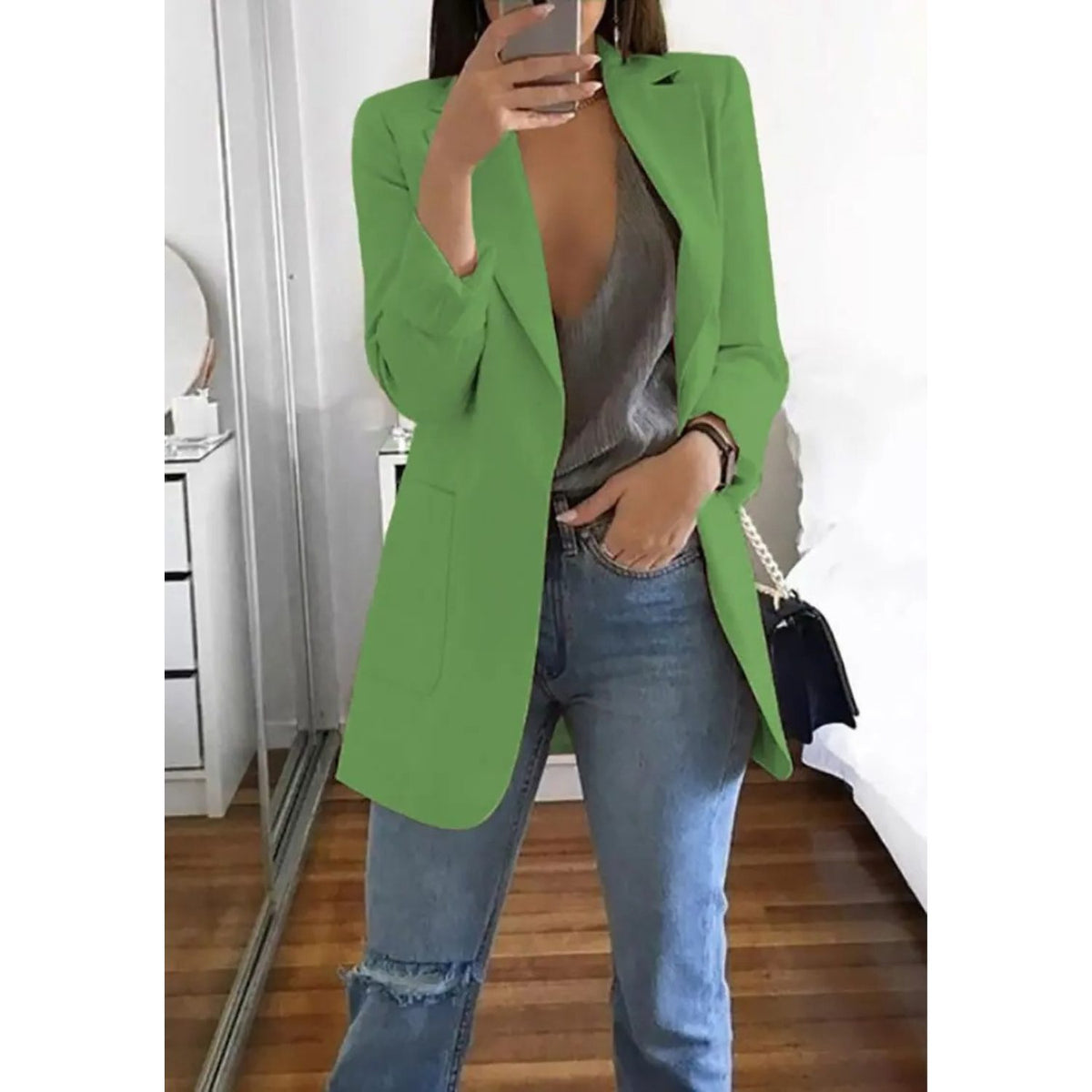 Blazer Long Oversize pour Femme - Vert clair