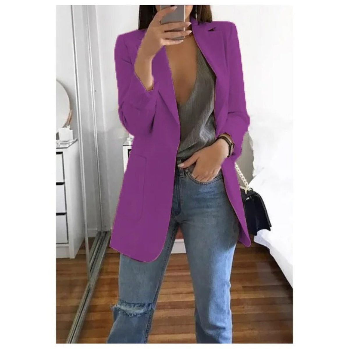 Blazer Long Oversize pour Femme - Lilas