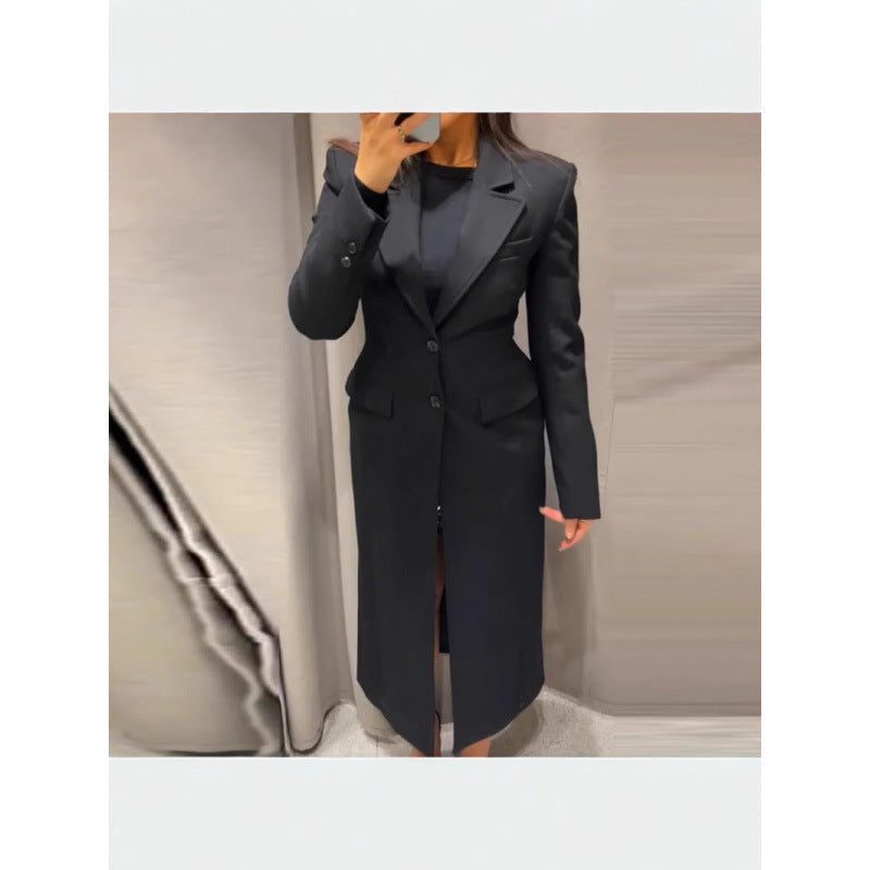 Blazer Long Slim Fit Boutonnage pour Femme