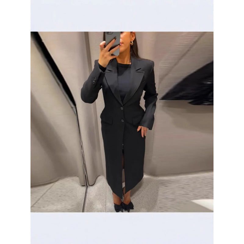 Blazer Long Slim Fit Boutonnage pour Femme