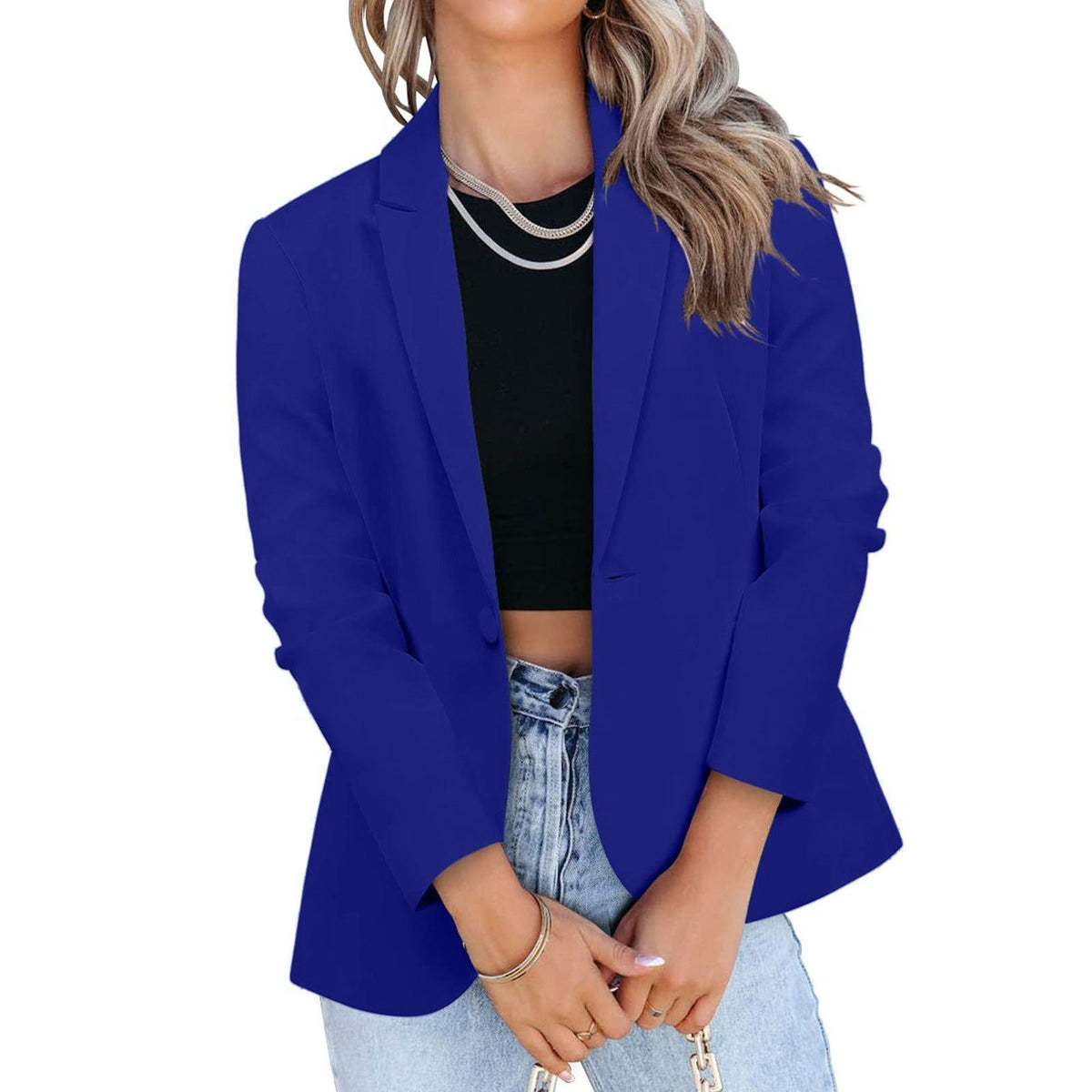 Blazer Oversize avec Poches pour Femme - Bleu