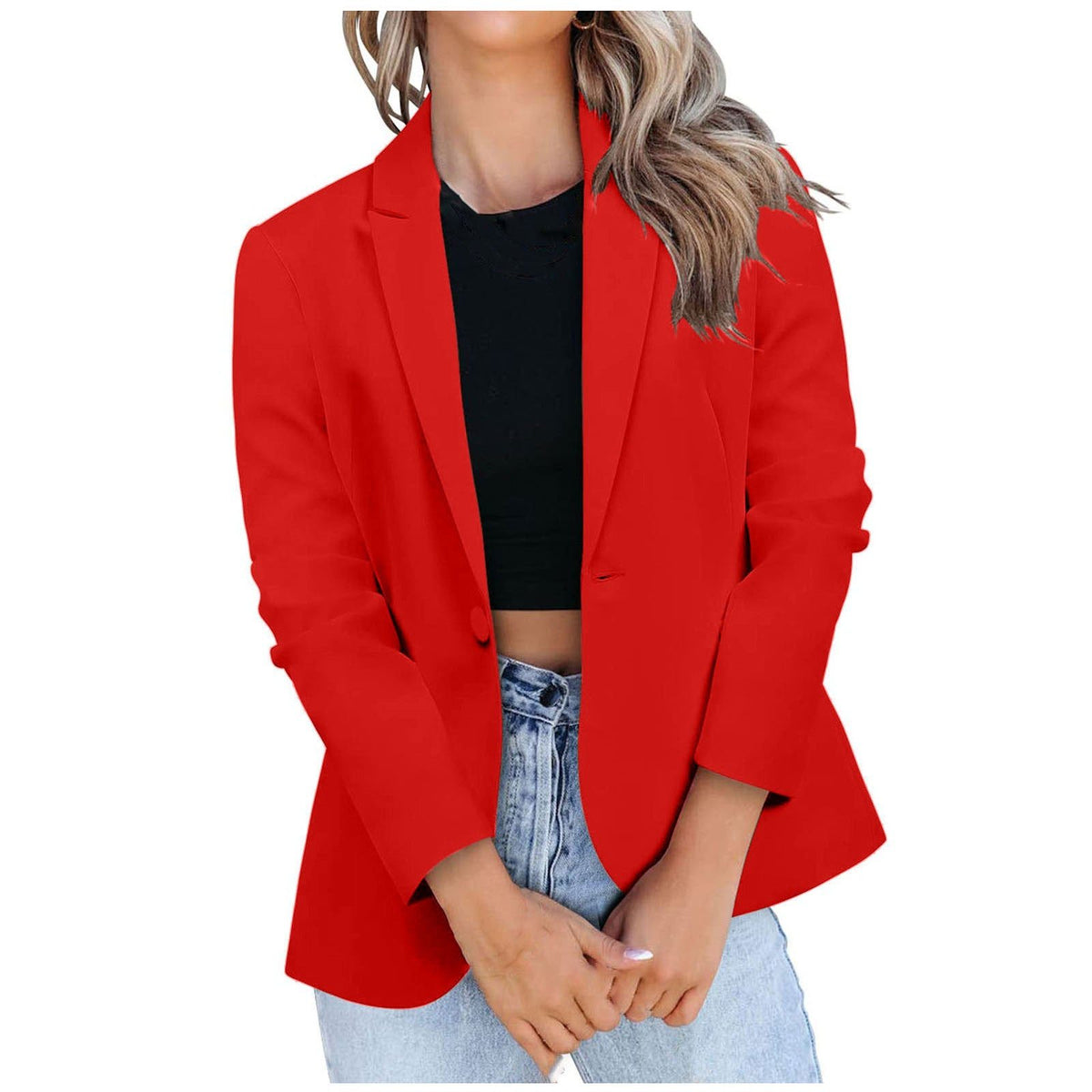 Blazer Oversize avec Poches pour Femme - Rouge