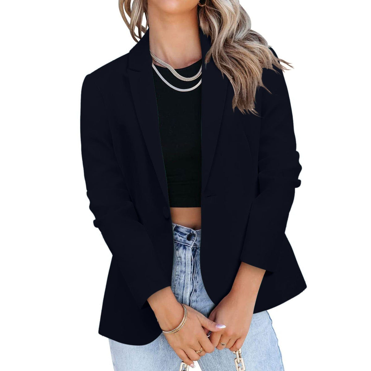 Blazer Oversize avec Poches pour Femme - Bleu marine