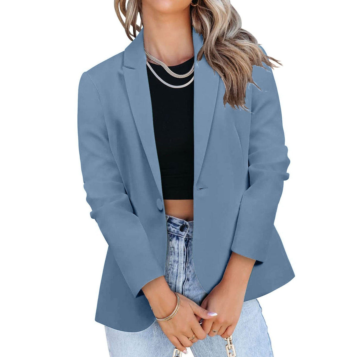 Blazer Oversize avec Poches pour Femme - Bleu ciel