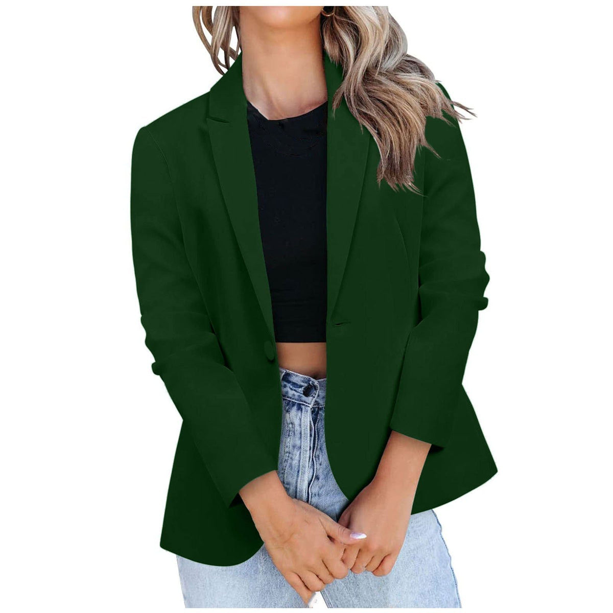 Blazer Oversize avec Poches pour Femme - Vert foncé