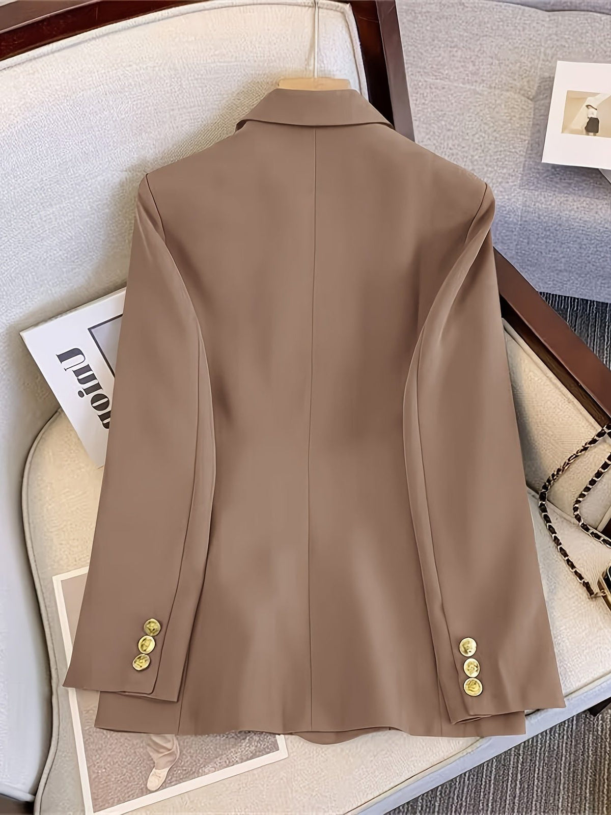 Blazer Slim Fit à Boutons Dorés pour Femme - View 3