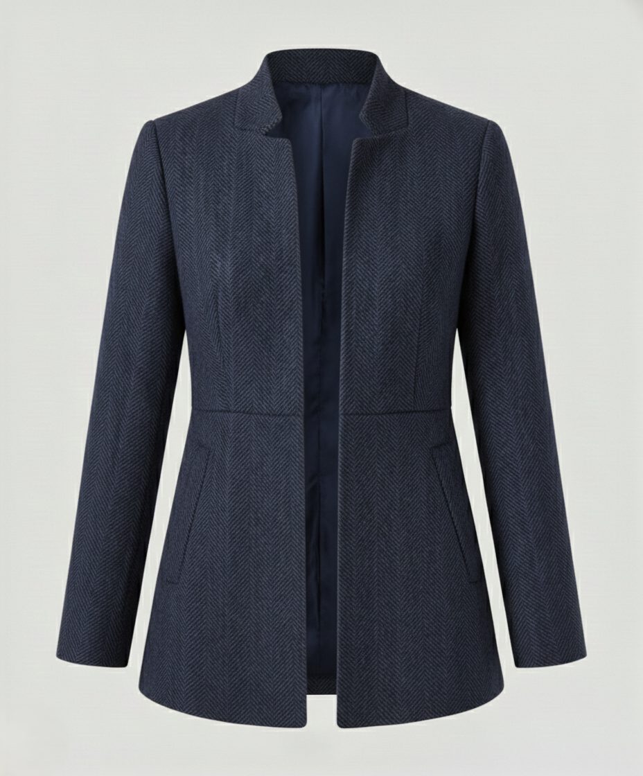 Blazer Structuré avec Revers pour Femme - Bleu marine