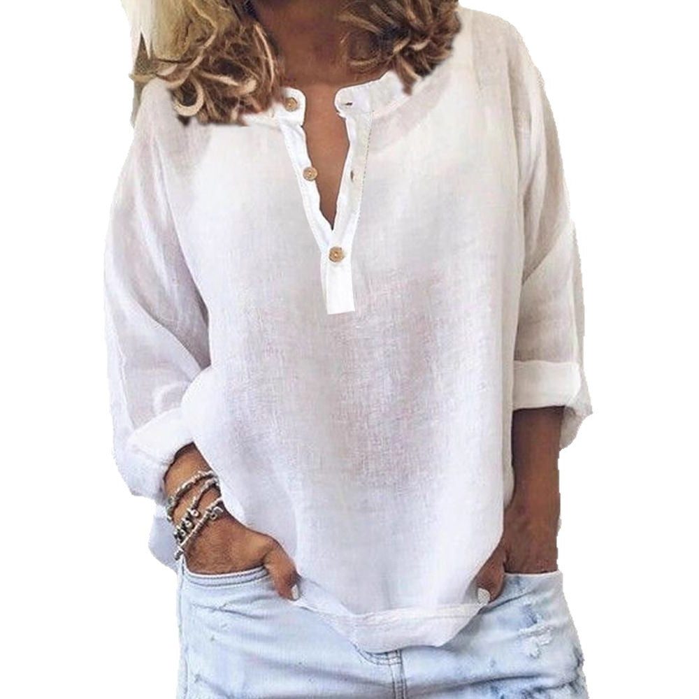 Blouse en Lin avec Boutonnage pour Femme - View 5