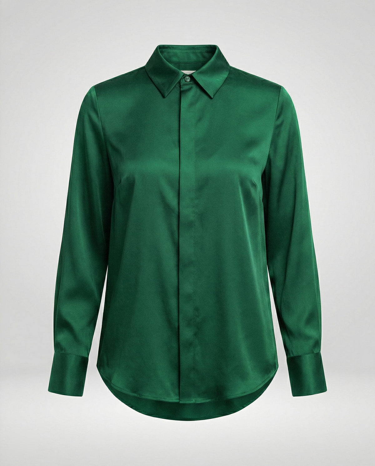 Blouse en Satin avec Col Classique pour Femme - Vert sapin