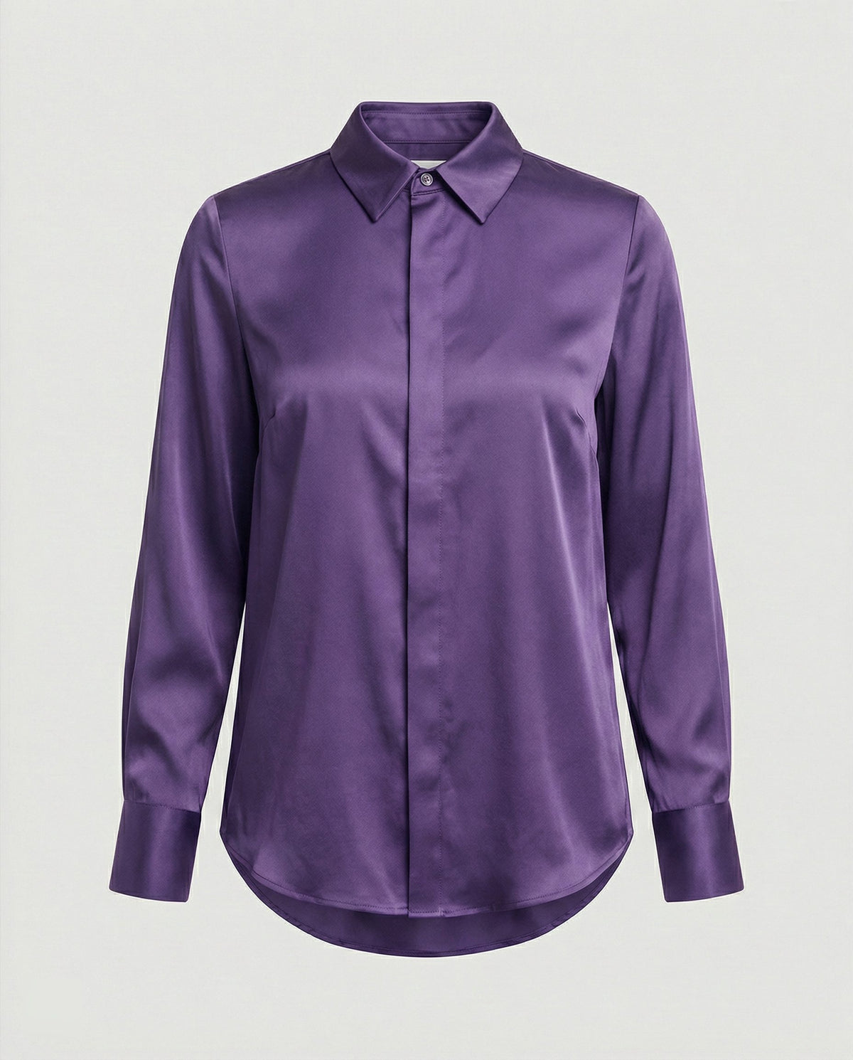 Blouse en Satin avec Col Classique pour Femme - Violet