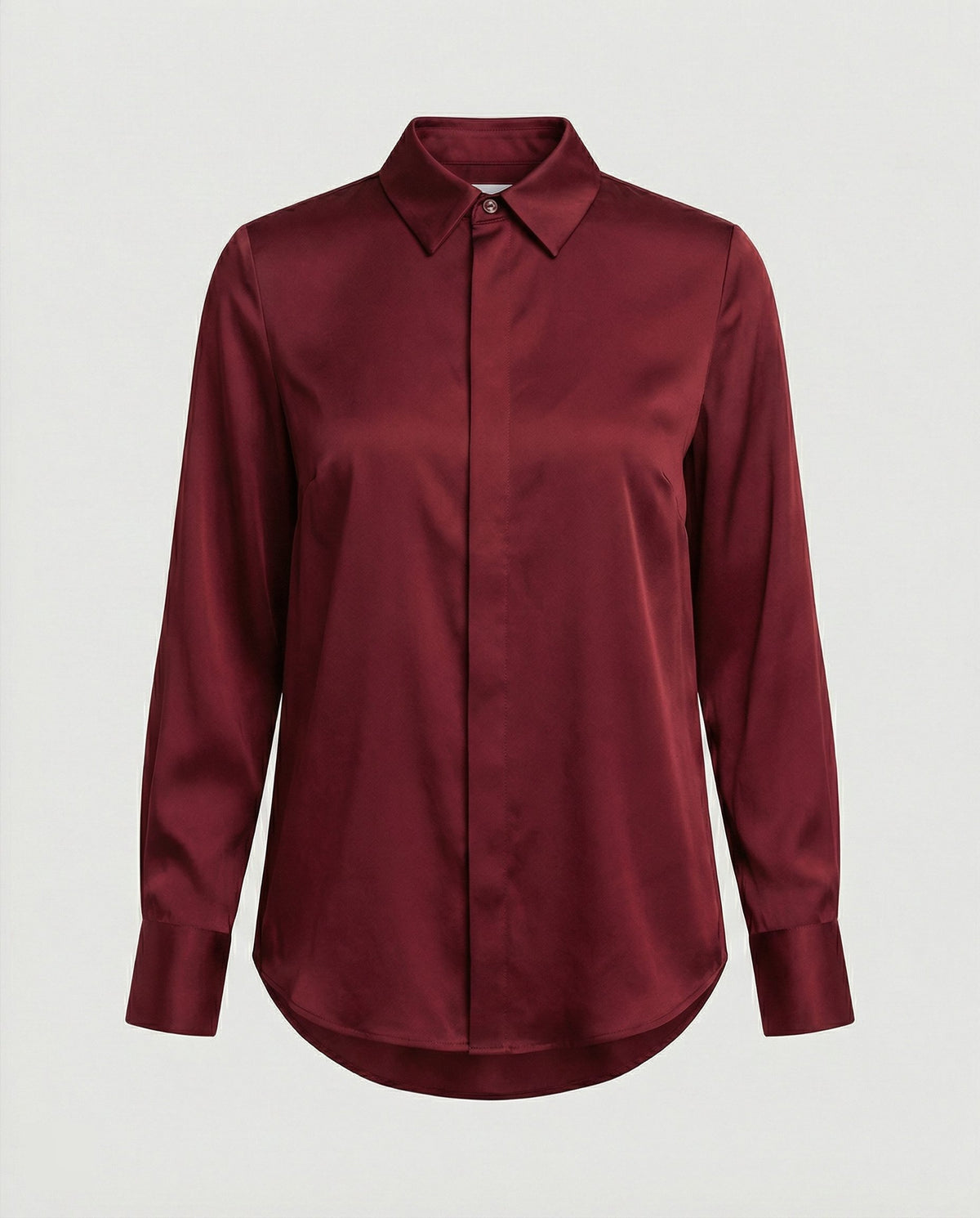 Blouse en Satin avec Col Classique pour Femme - Bordeaux