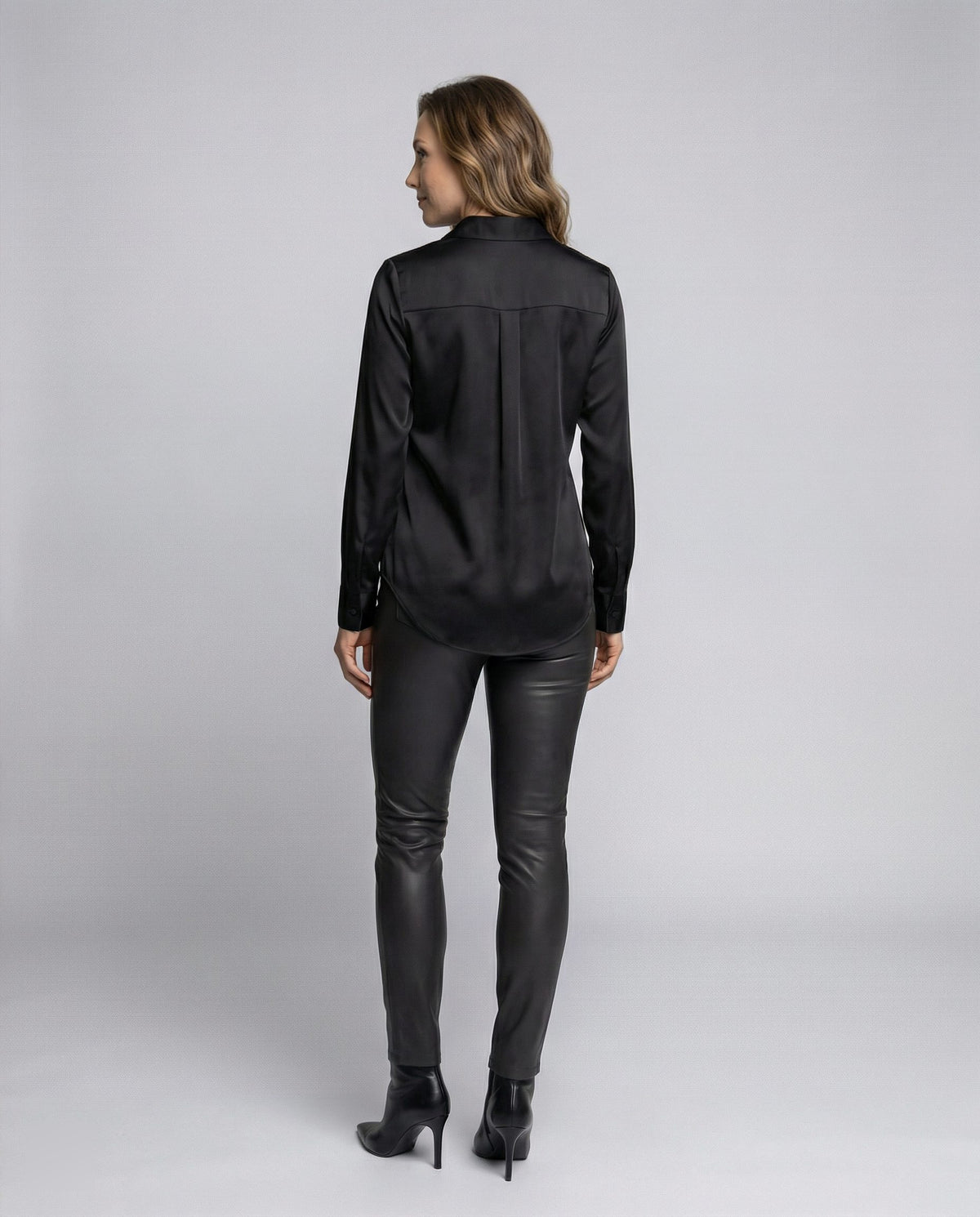 Blouse en Satin avec Col Classique pour Femme - View 3