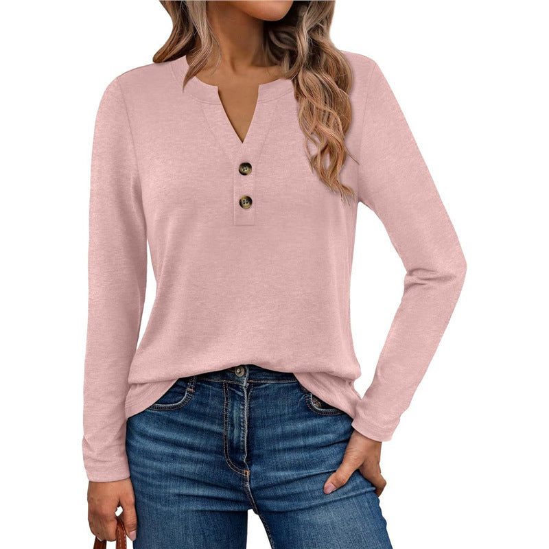 Blouse à Manches Longues avec Détails Boutons pour Femme - Rose