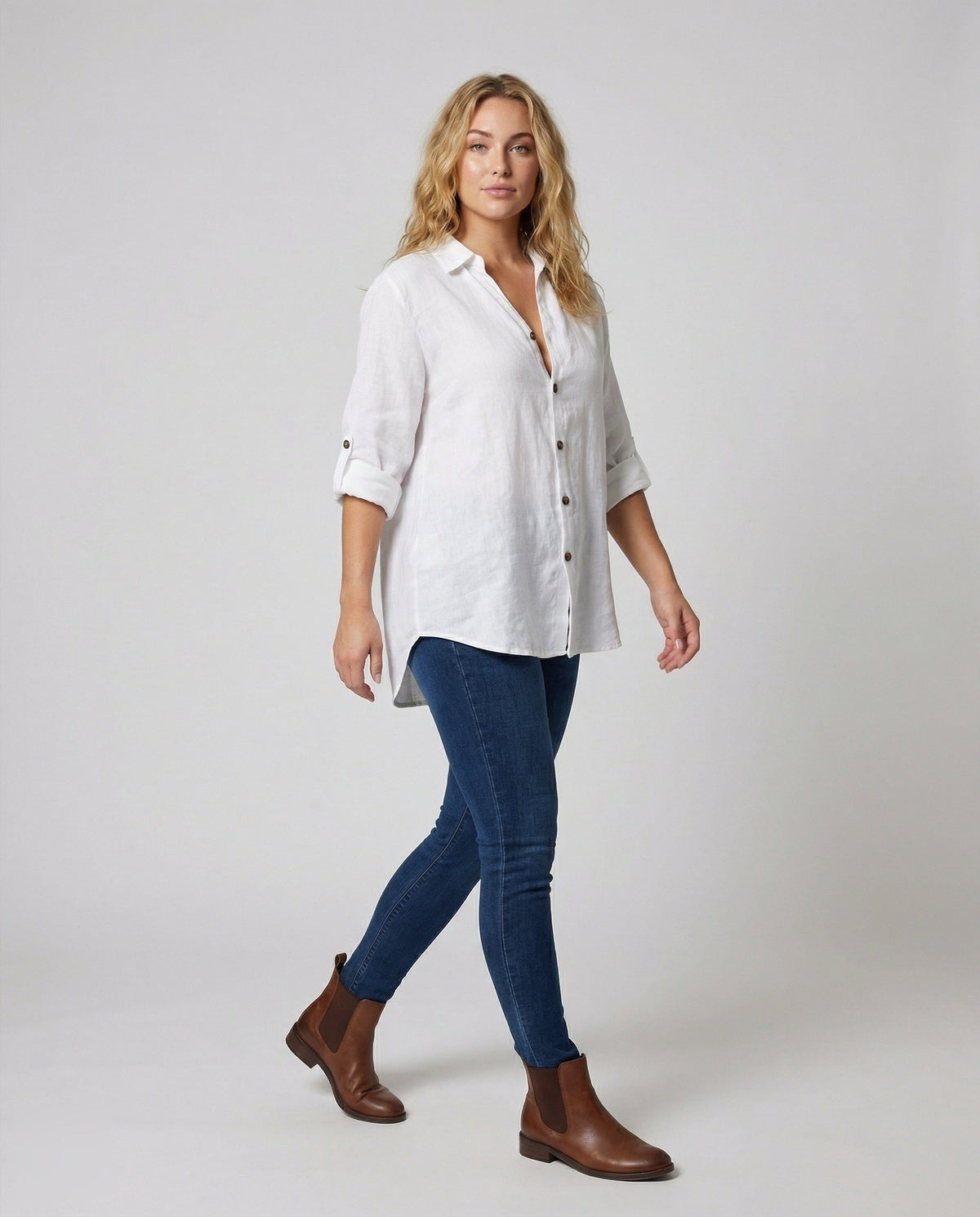 Blouse Oversize en Lin à Manches Longues pour Femme