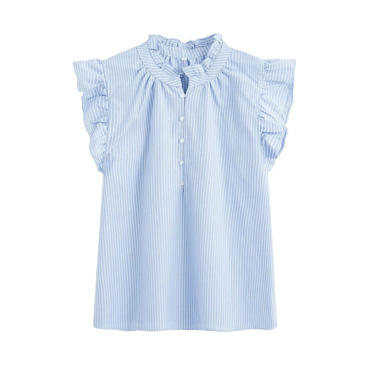 Blouse à Volants avec Boutonnage pour Femme - Rayé