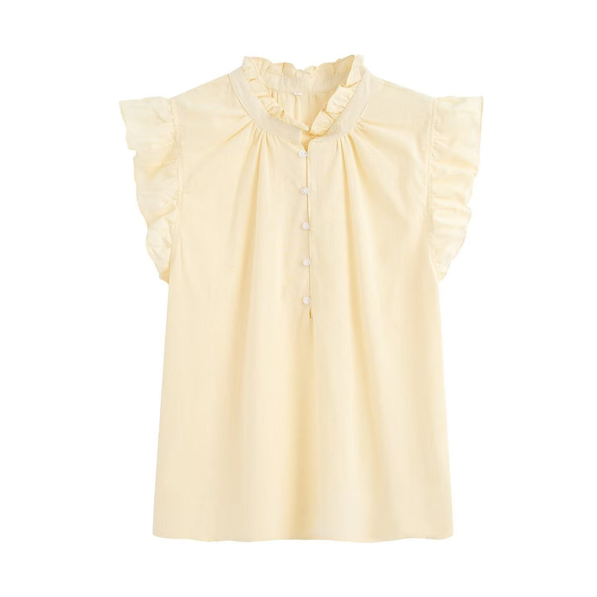 Blouse à Volants avec Boutonnage pour Femme - Jaune