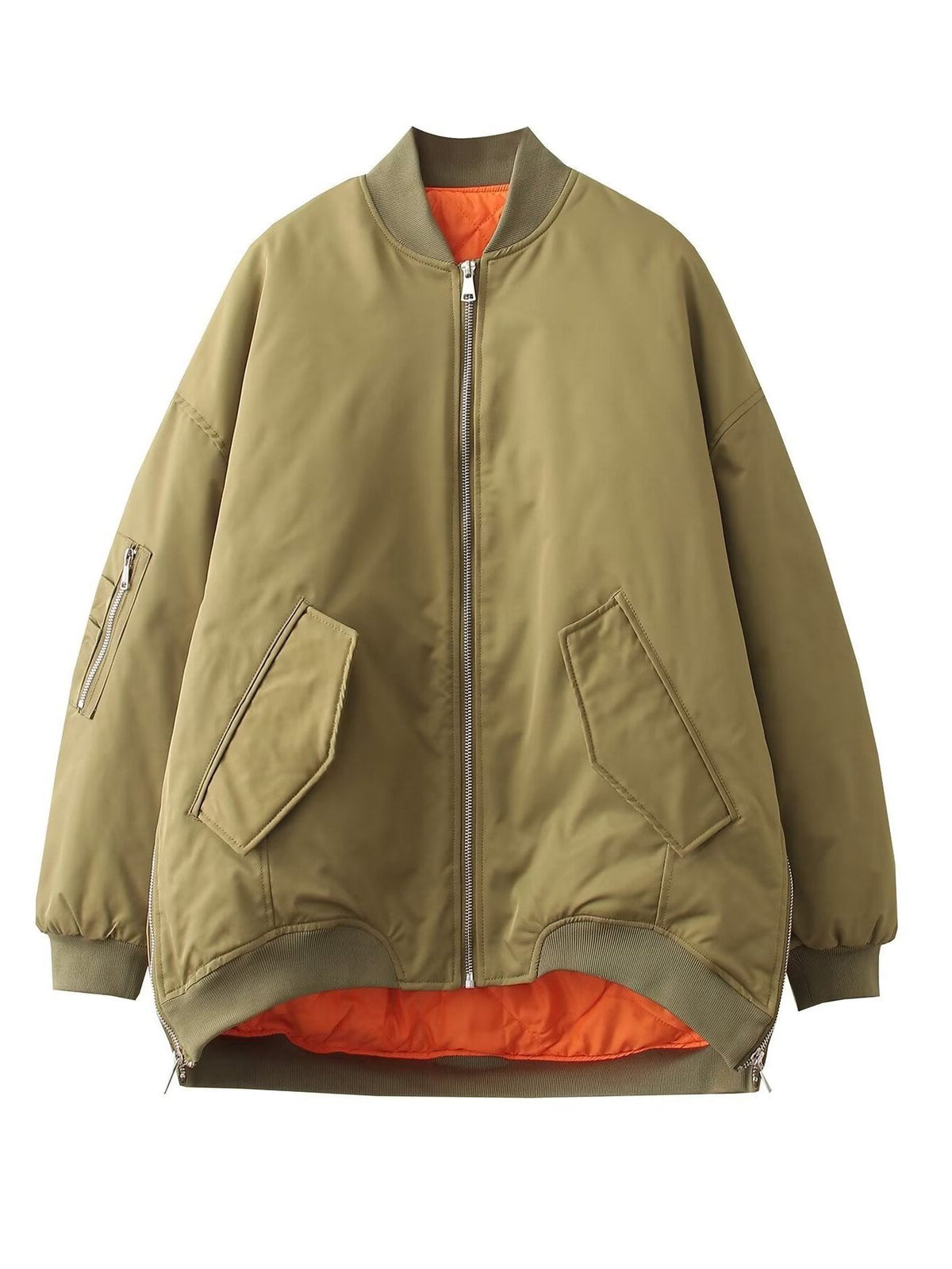 Blouson Bombardier Oversize pour Femme - Vert olive
