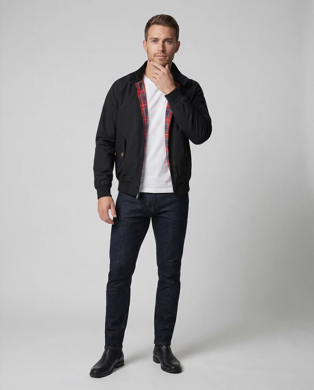Blouson Col Montant à Doublure Carreautée pour Homme