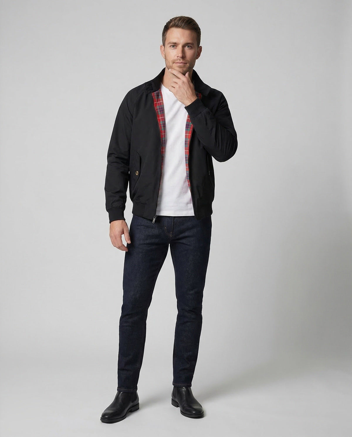 Blouson Col Montant à Doublure Carreautée pour Homme