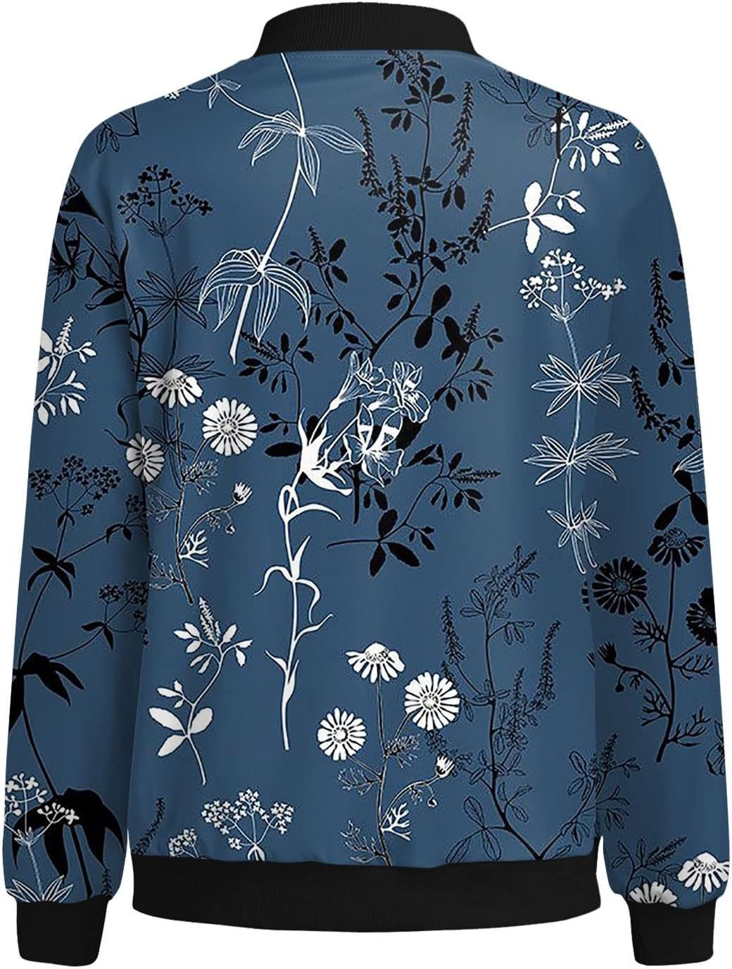 Bomber à Fleurs avec Fermeture Éclair pour Femme
