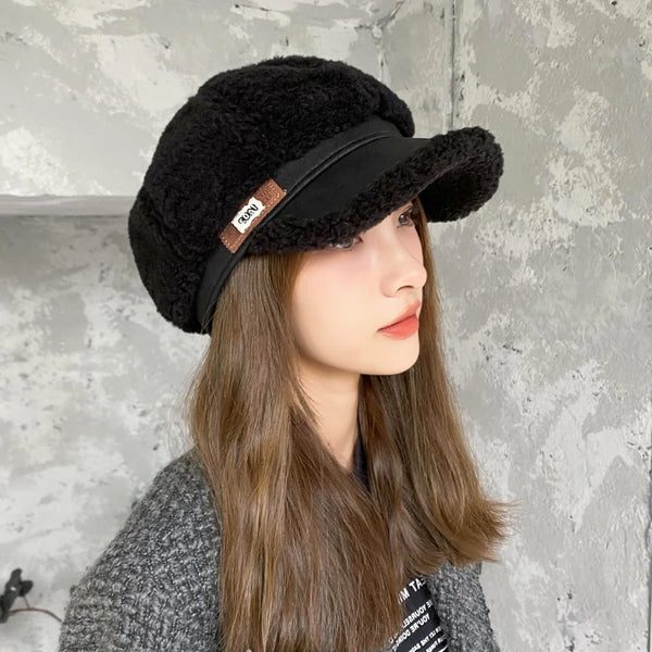 Bonnet Doubleface en Laine pour Femme - Noir