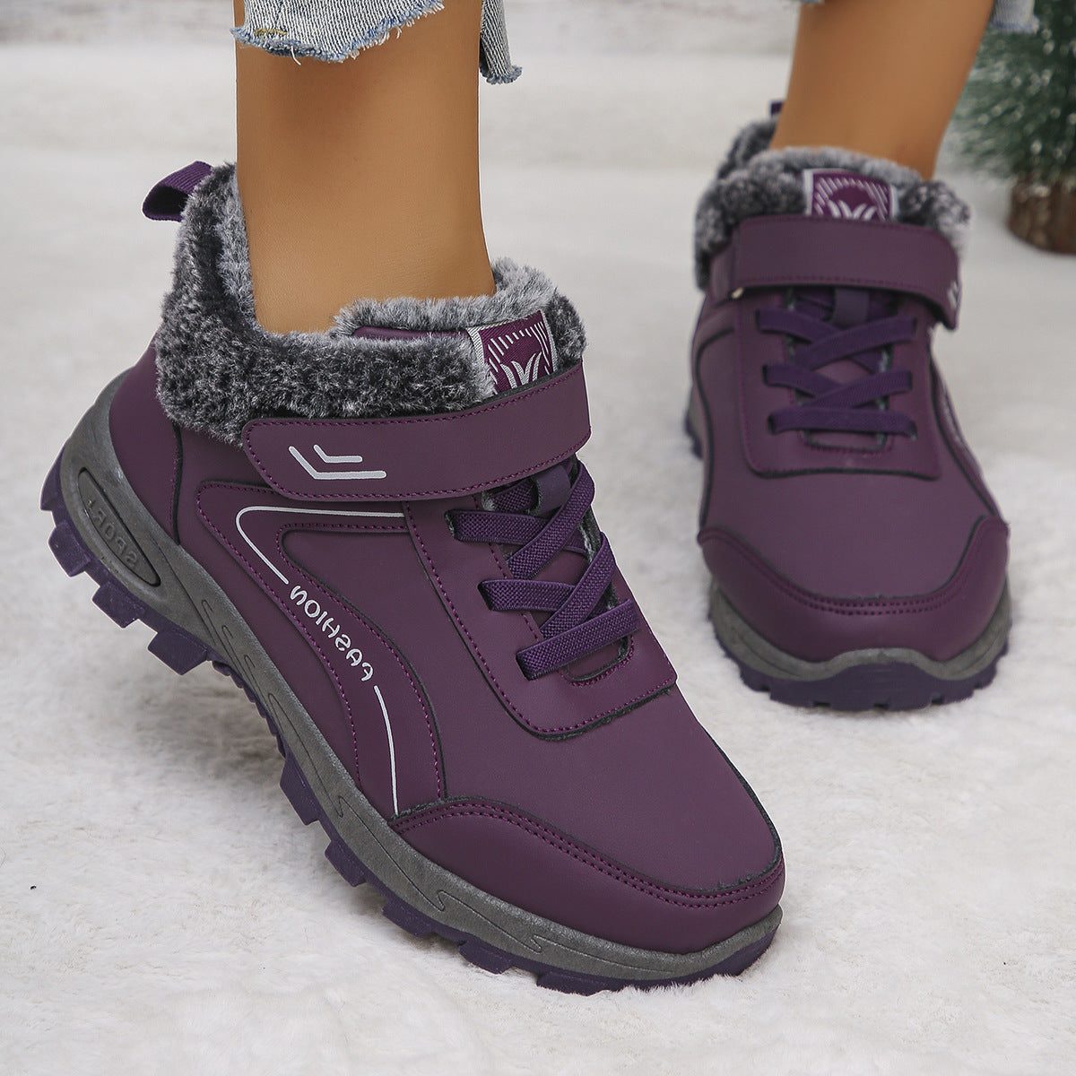 Bottes de Randonnée Doublure Polaire avec Semelle Antidérapante pour Femme - View 3