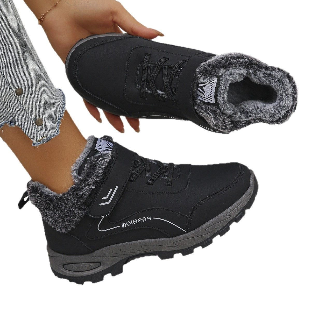 Bottes de Randonnée Doublure Polaire avec Semelle Antidérapante pour Femme - View 5