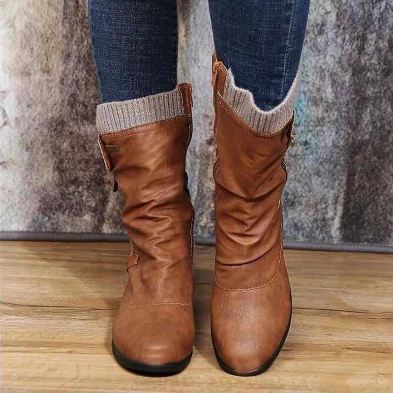 Bottes Fourrées Lacées pour Femme - Marron