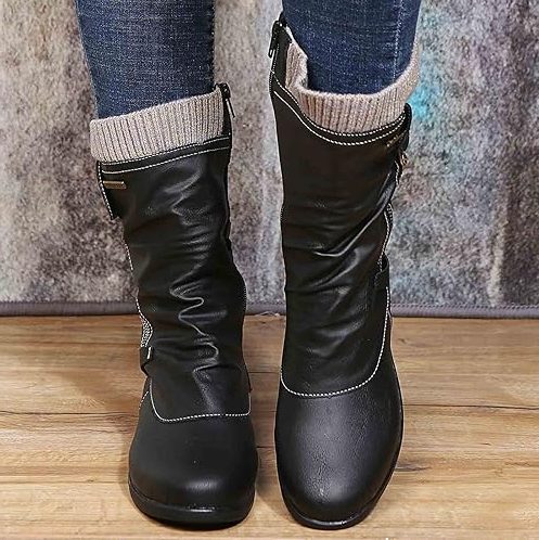 Bottes Fourrées Lacées pour Femme - Noir
