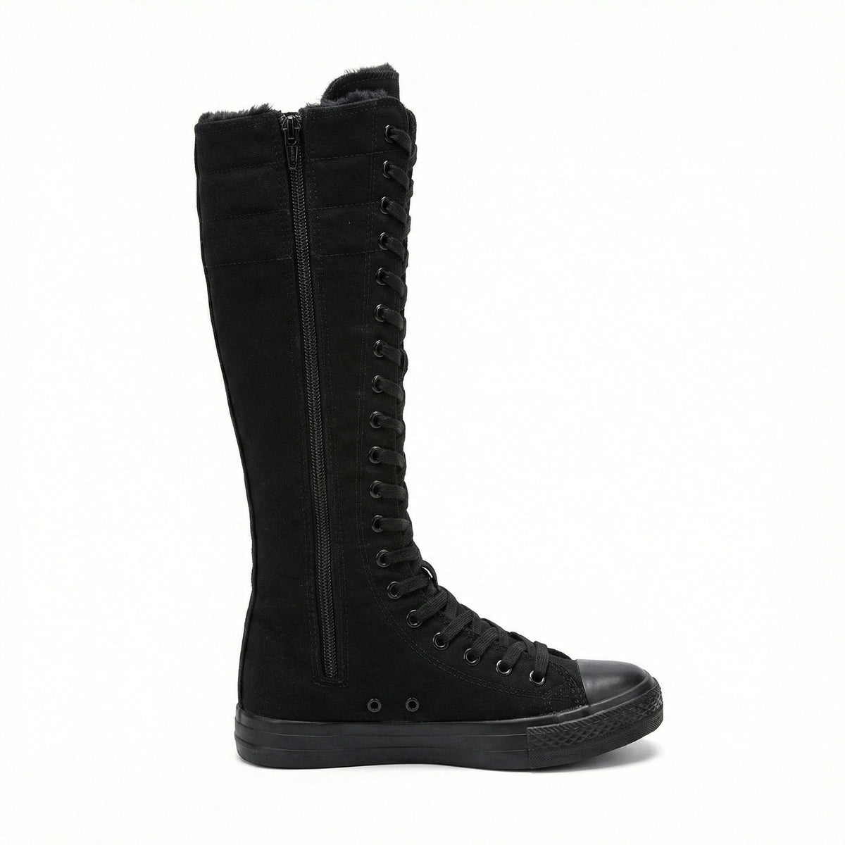 Bottes Lacées à Talon Bloc pour Femme - Noir
