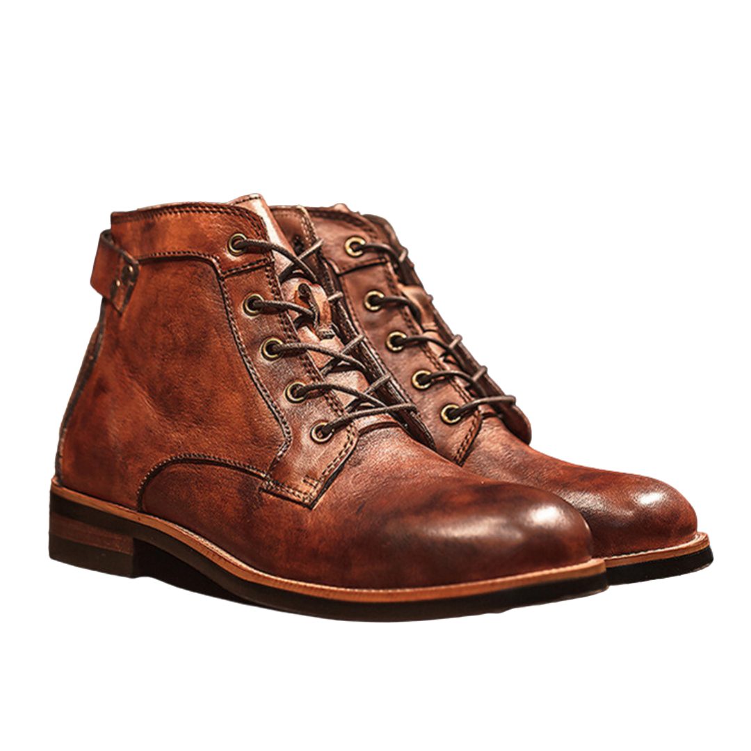 Bottes Lacées à Talons en Cuir Suédé pour Homme - View 2