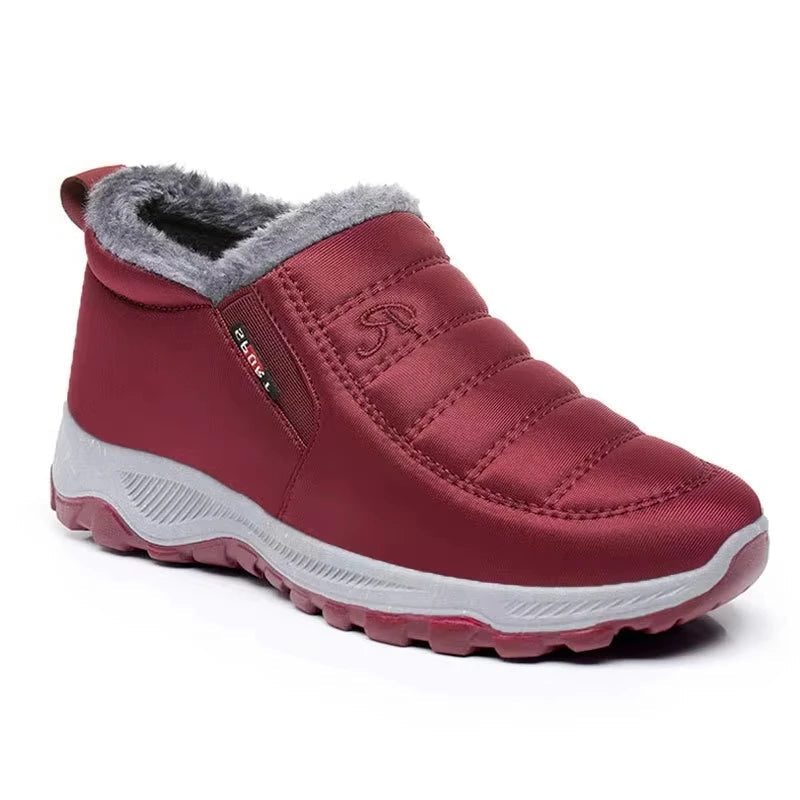 Bottes Matelassées Imperméables avec Fermeture Éclair pour Femme - Rouge