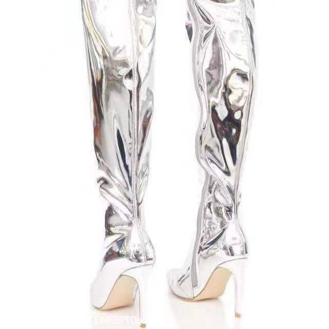 Bottes Montantes Bout Pointu Talon Aiguille pour Femme - View 3