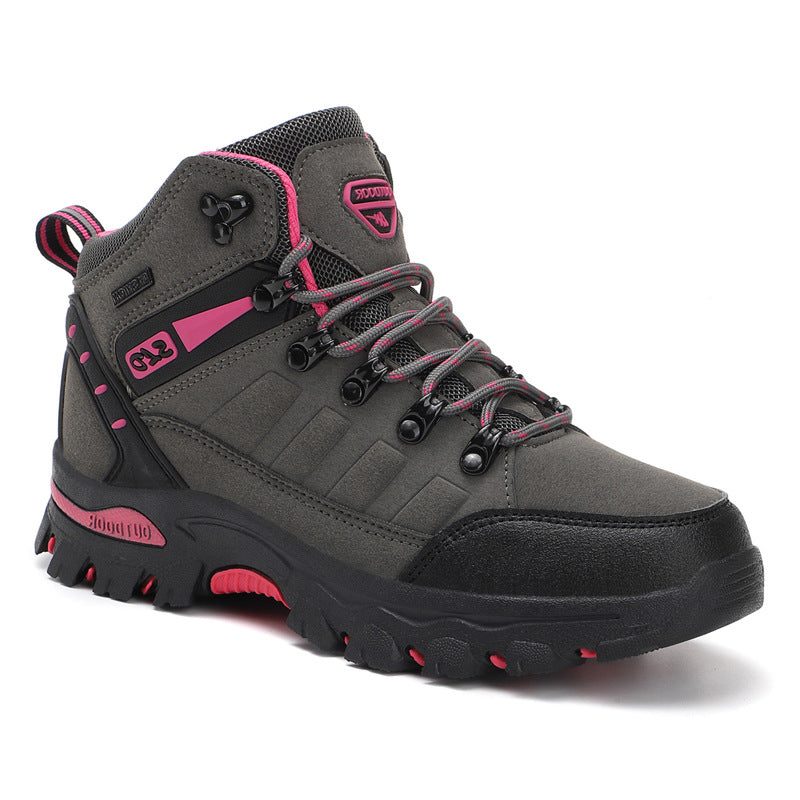 Bottines de Randonnée Lacées à Semelle Antidérapante pour Femme - Rose