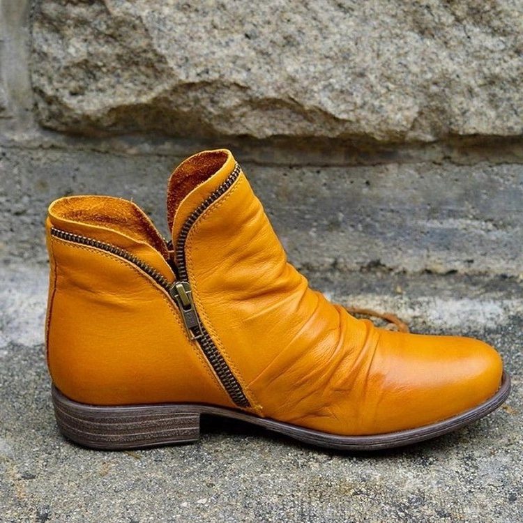 Bottines à Fermeture Éclair pour Femme - Jaune